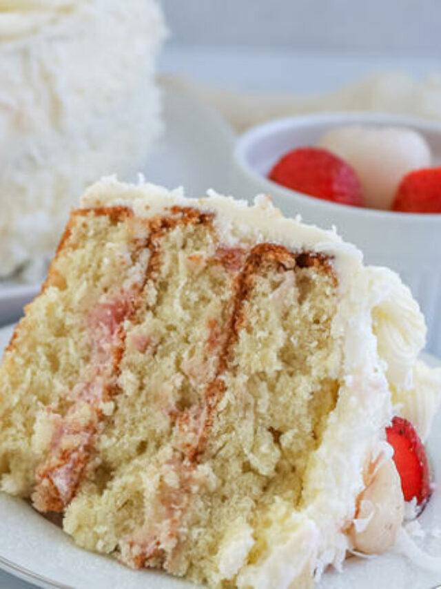Strawberry, Coconut, And Lychee Layer Cake Recipe